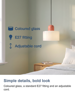 Coloured glass Bauhaus pendant light: Simple details, bold look