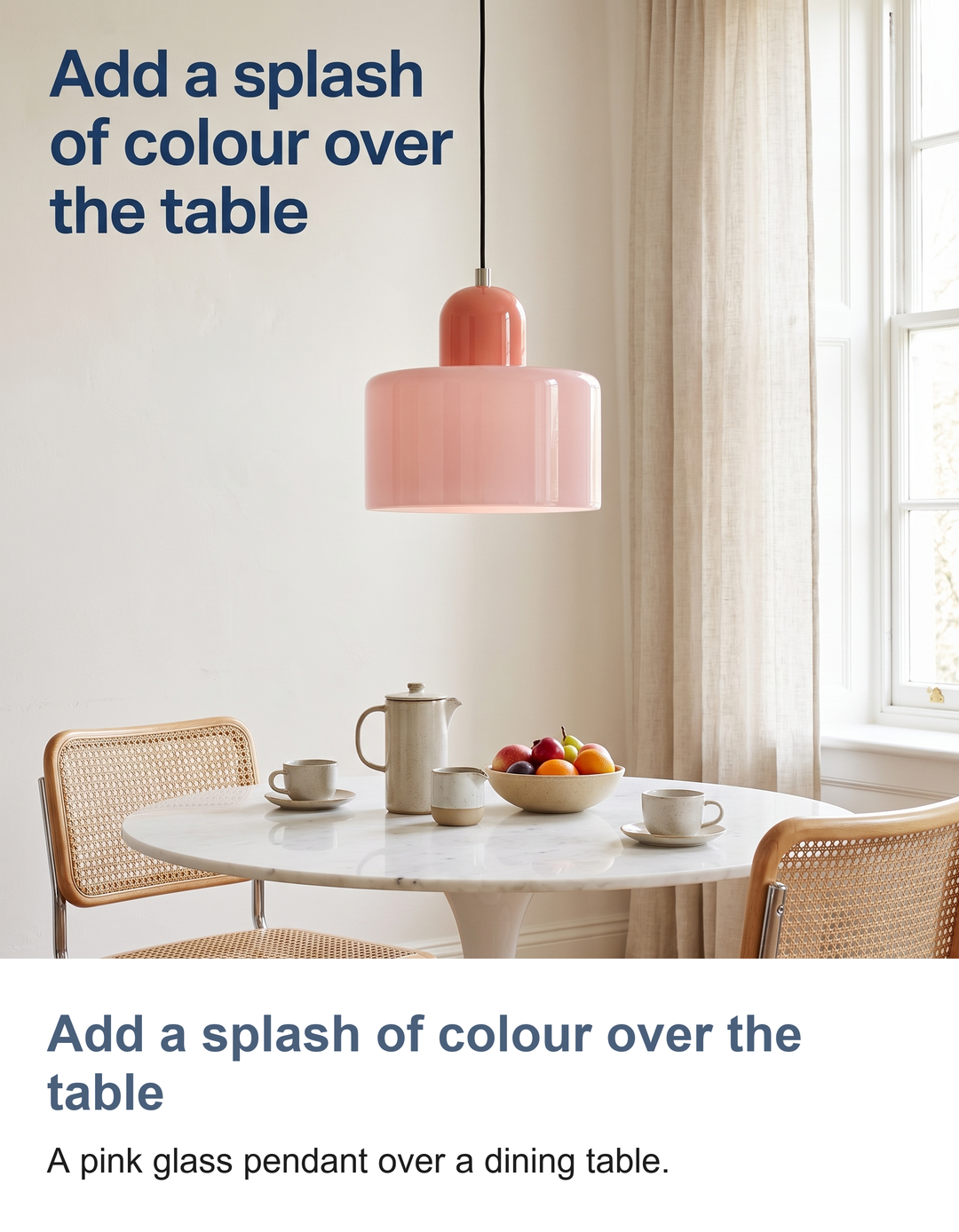 Coloured glass Bauhaus pendant light: Add a splash of colour over the table