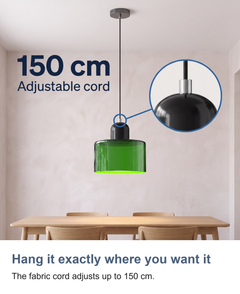 Coloured glass Bauhaus pendant light: Hang it exactly where you want it