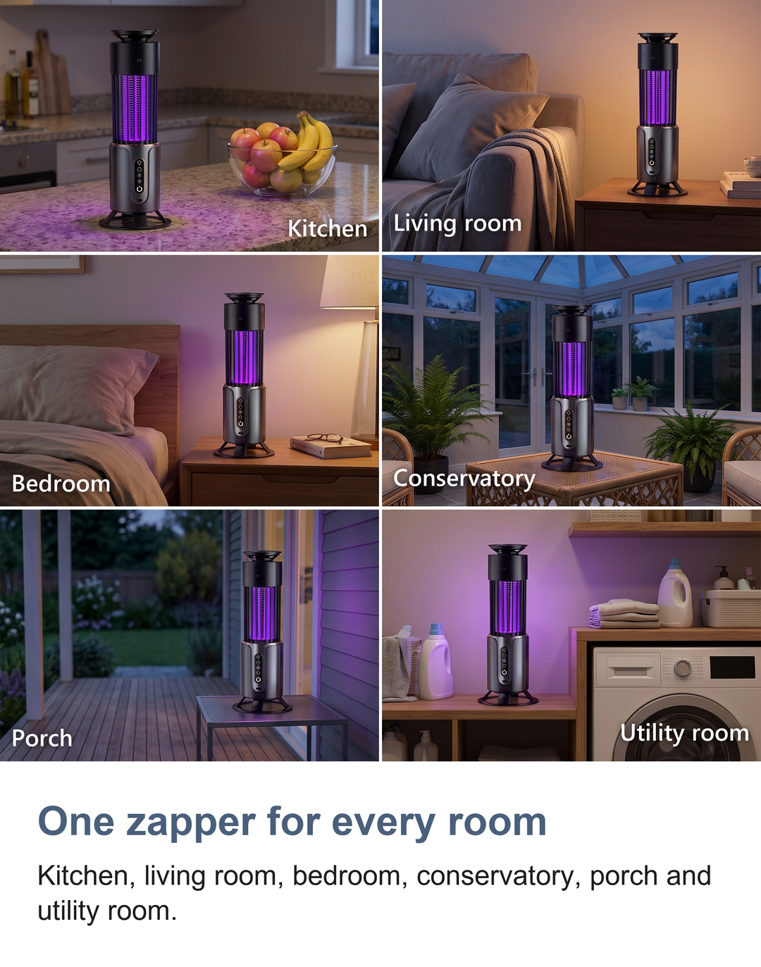 Rechargeable UV bug zapper lamp: One zapper for every room