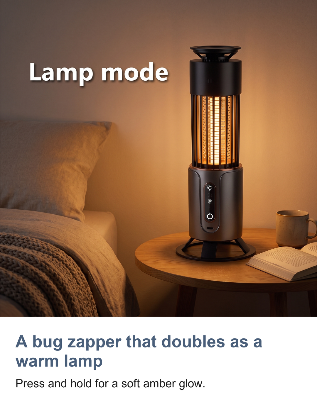 Rechargeable UV bug zapper lamp: A bug zapper that doubles as a warm lamp