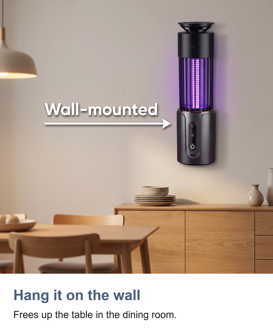 Rechargeable UV bug zapper lamp: Hang it on the wall