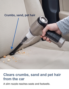 Cordless handheld car vacuum cleaner: Clears crumbs, sand and pet hair from the car