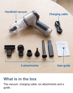 Cordless handheld car vacuum cleaner: What is in the box