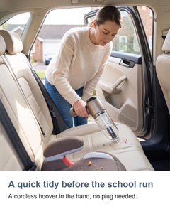 Cordless handheld car vacuum cleaner: A quick tidy before the school run