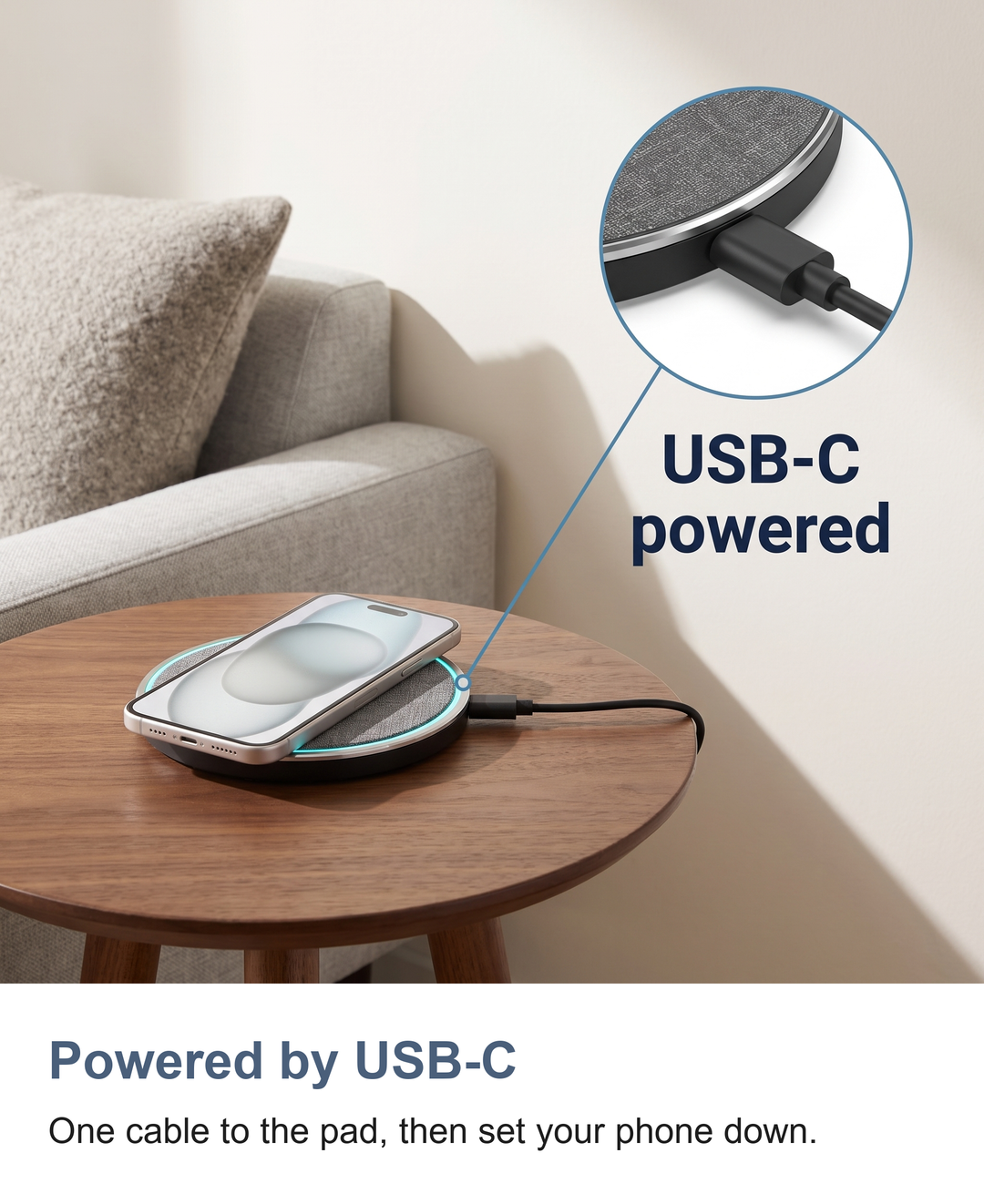 Fabric wireless charging pad: Powered by USB-C