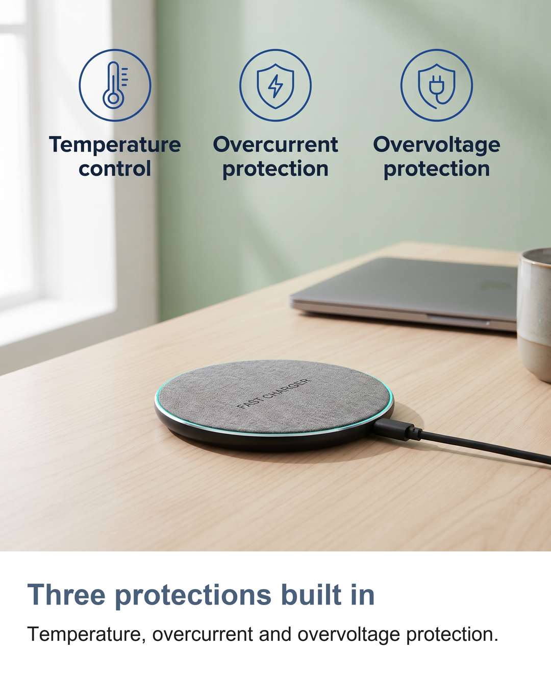 Fabric wireless charging pad: Three protections built in