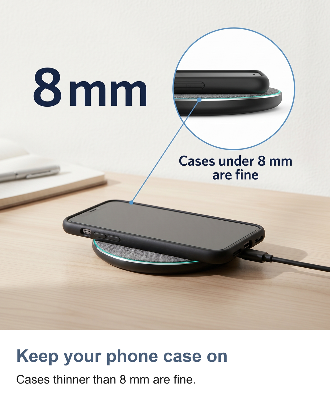 Fabric wireless charging pad: Keep your phone case on