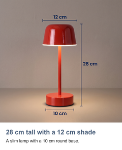 Cordless mushroom table lamp: 28 cm tall with a 12 cm shade