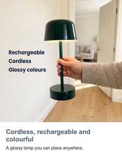Cordless mushroom table lamp: Cordless, rechargeable and colourful