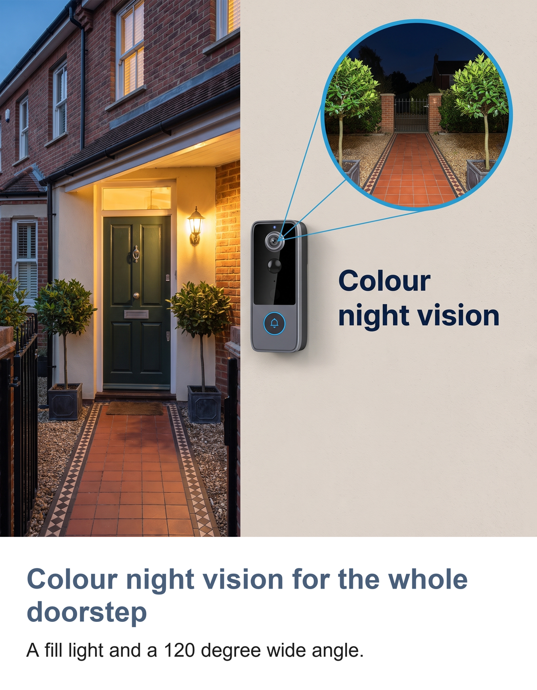 Wireless video doorbell camera: Colour night vision for the whole doorstep