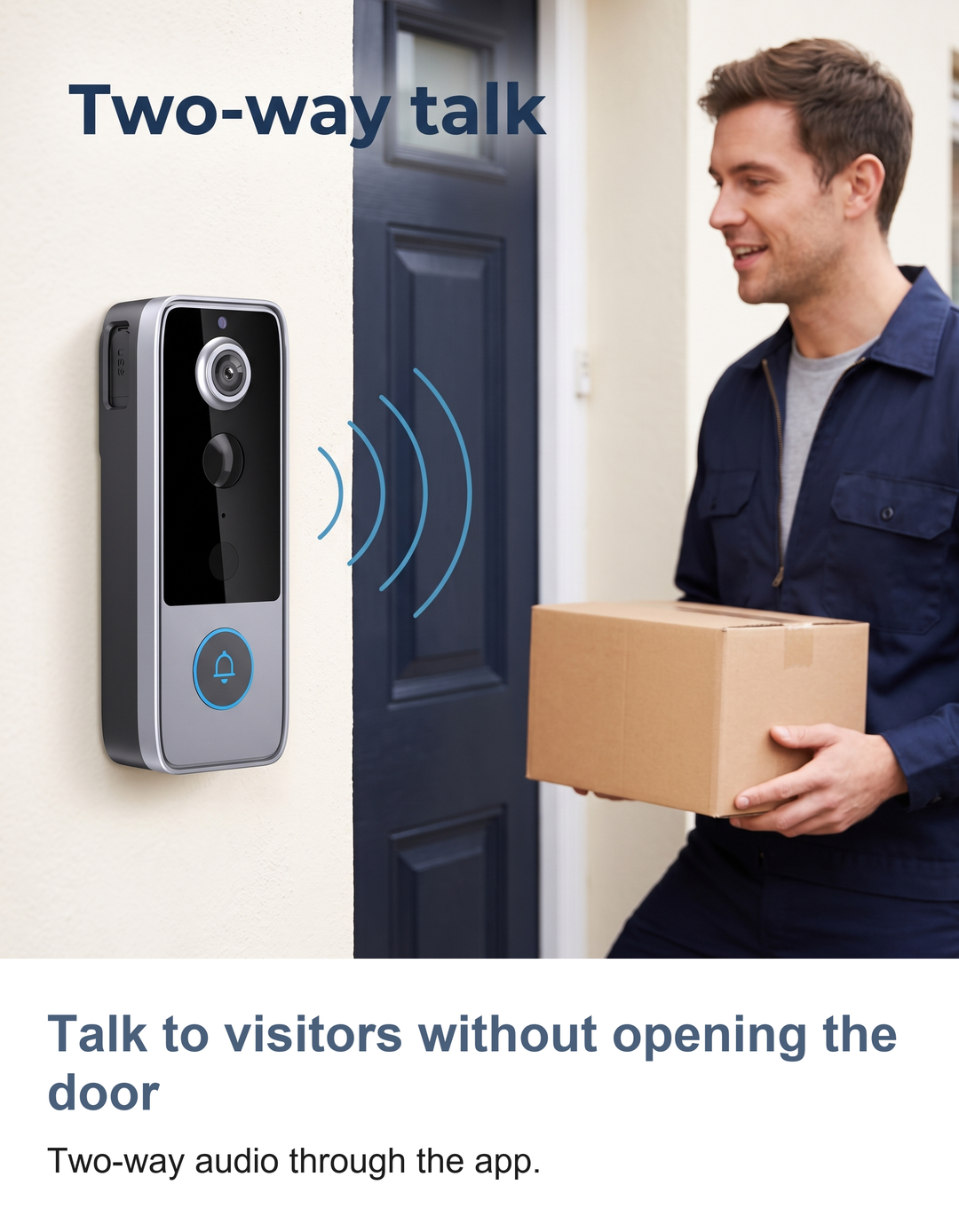 Wireless video doorbell camera: Talk to visitors without opening the door