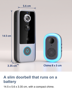 Wireless video doorbell camera: A slim doorbell that runs on a battery