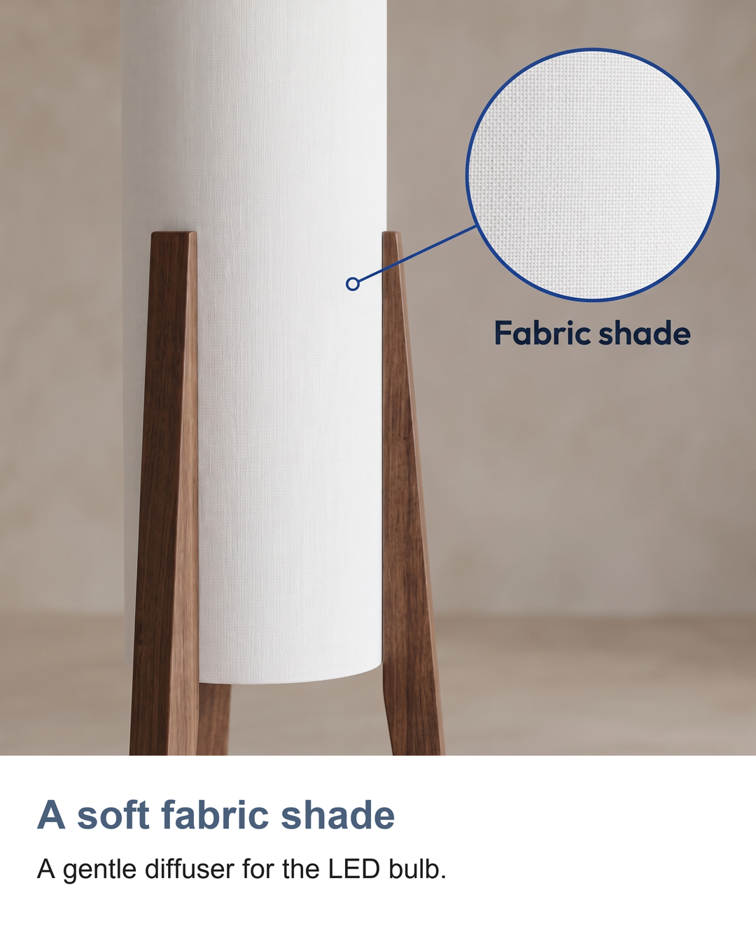 Tall cylinder floor lamp: A soft fabric shade