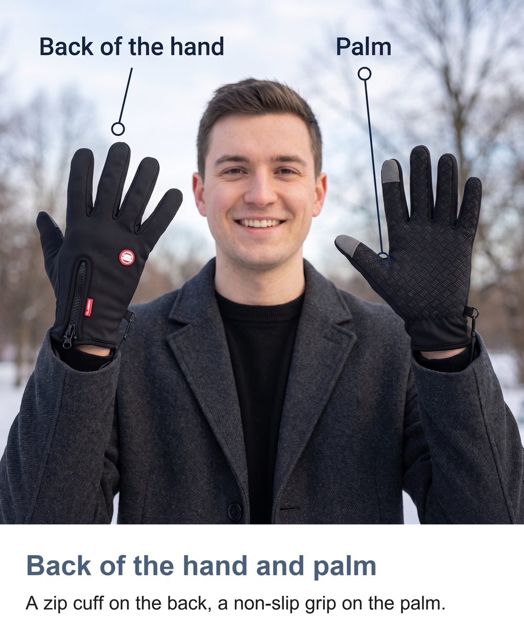 USB heated gloves: Back of the hand and palm