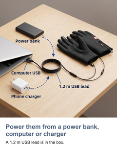 USB heated gloves: Power them from a power bank, computer or charger