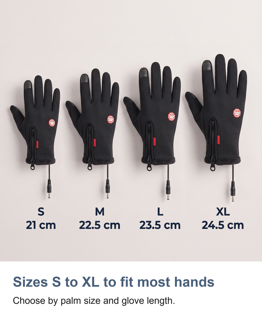 USB heated gloves: Sizes S to XL to fit most hands