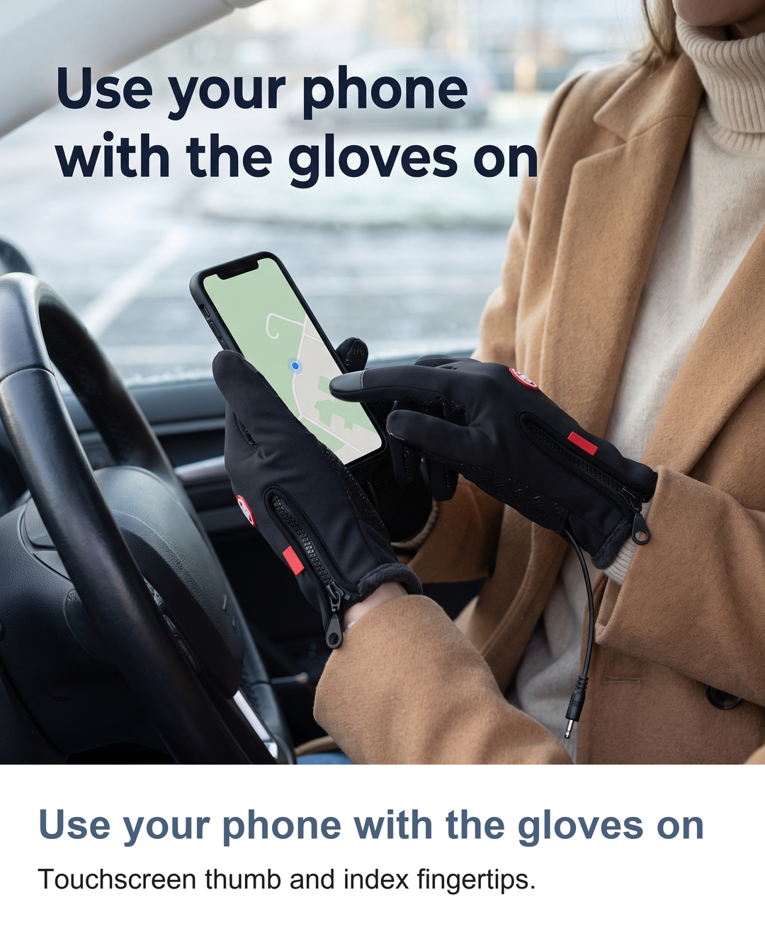 USB heated gloves: Use your phone with the gloves on