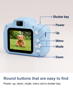 Kids digital camera with 2 inch screen: Round buttons that are easy to find
