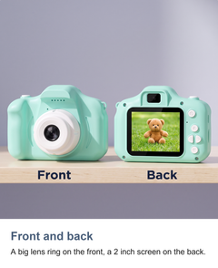 Kids digital camera with 2 inch screen: Front and back