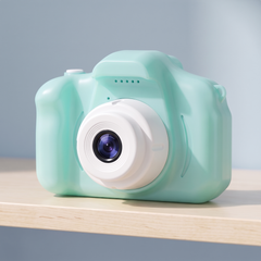 Mint Green kids digital camera with a white lens ring