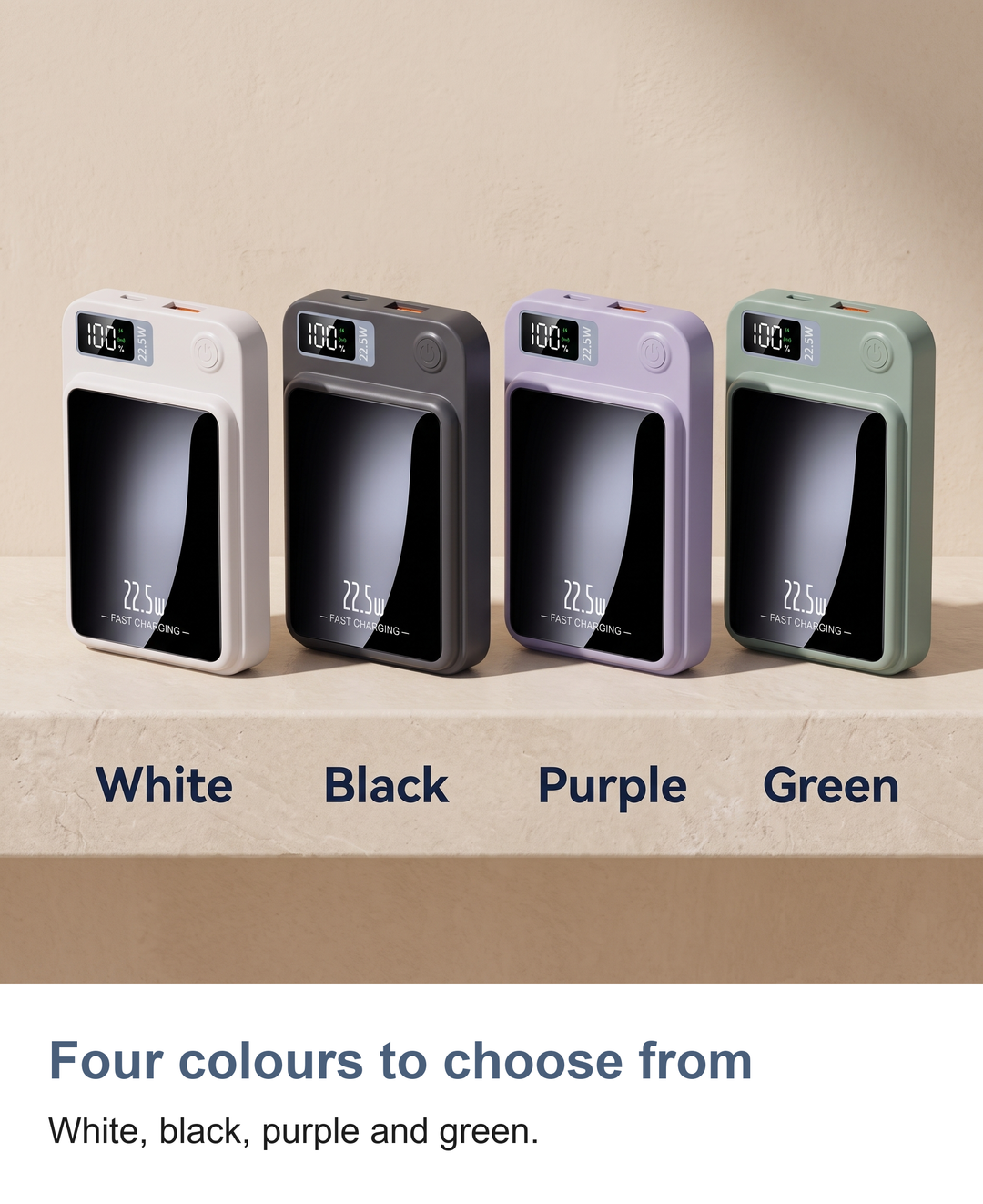 Magnetic wireless power bank: Four colours to choose from