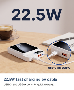 Magnetic wireless power bank: 22.5W fast charging by cable