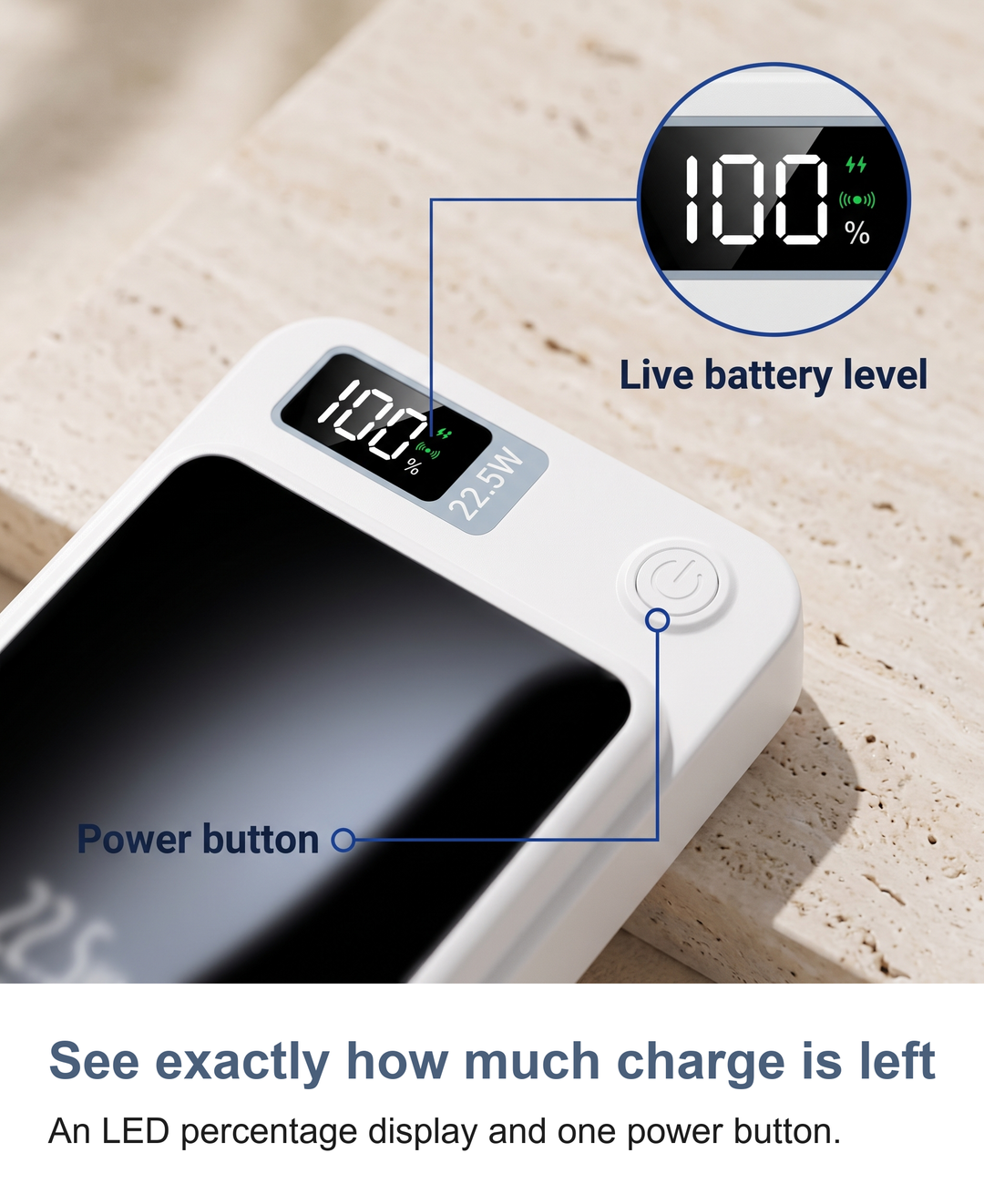 Magnetic wireless power bank: See exactly how much charge is left
