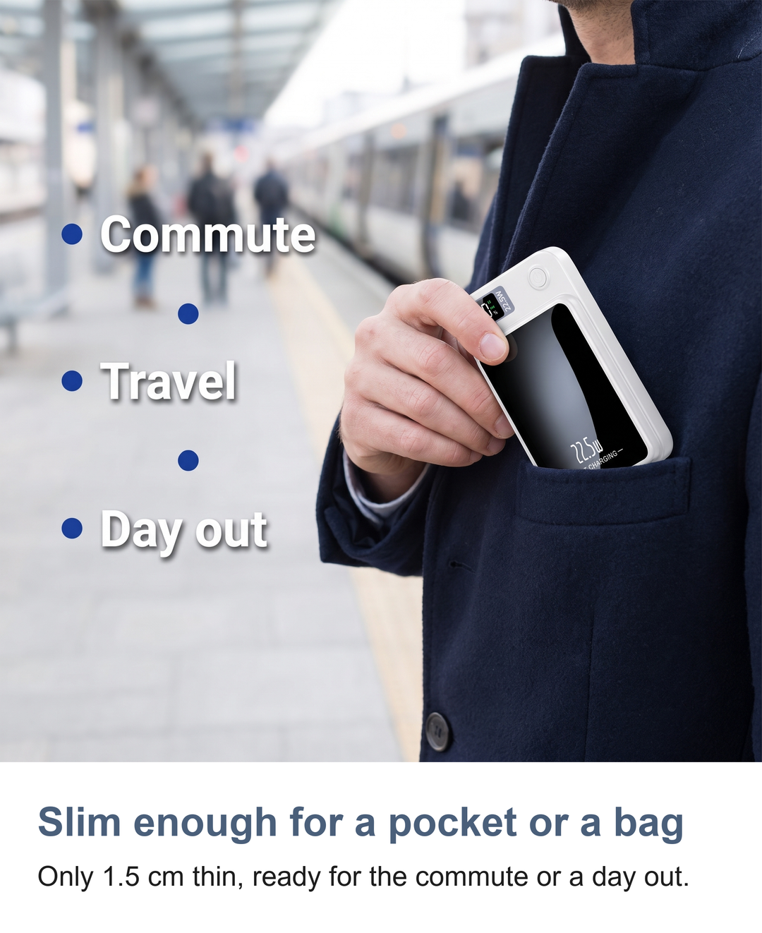 Magnetic wireless power bank: Slim enough for a pocket or a bag