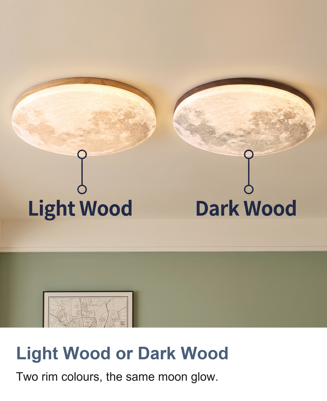 Moon ceiling light: Light Wood or Dark Wood