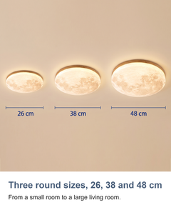 Moon ceiling light: Three round sizes, 26, 38 and 48 cm