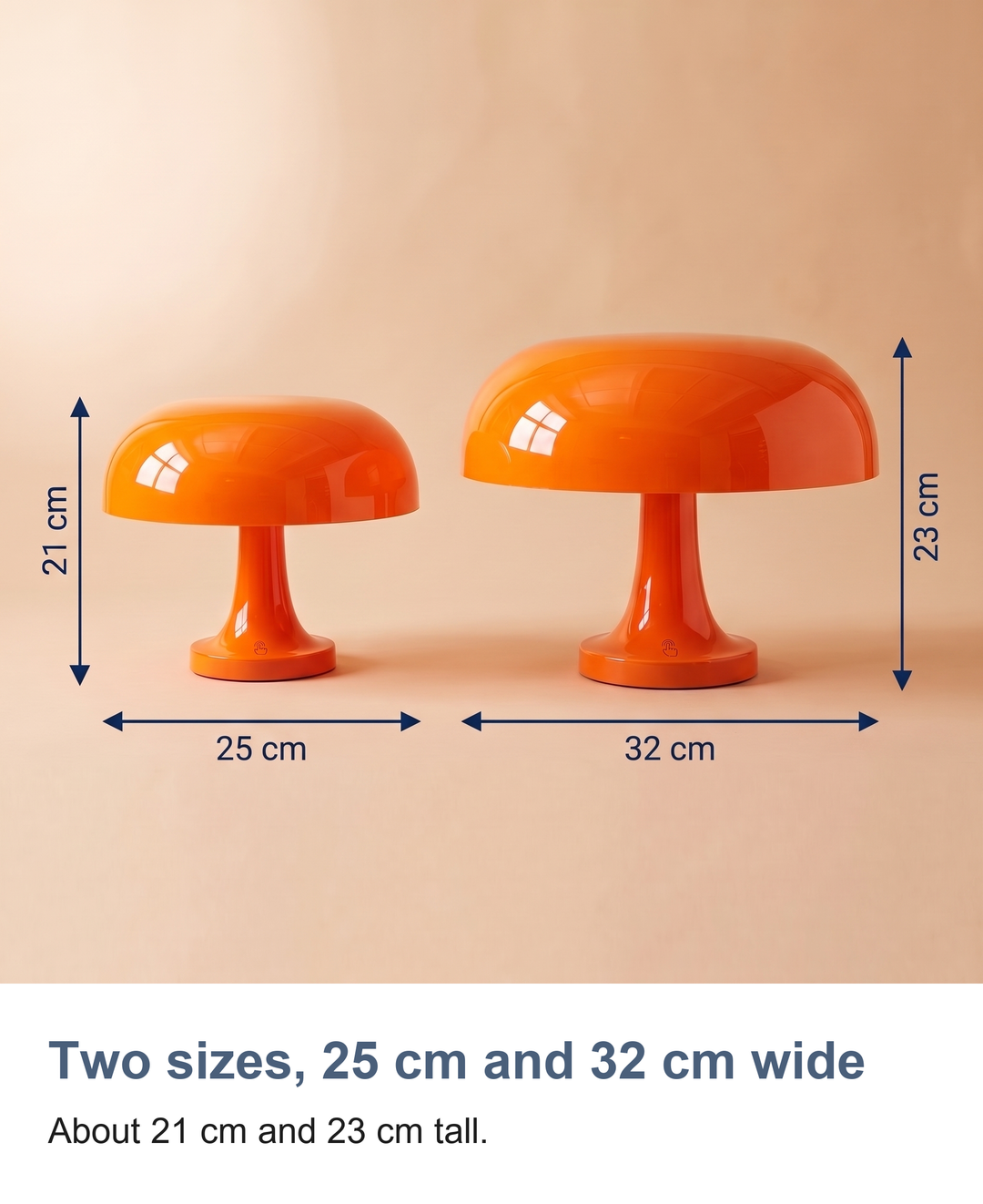 Retro mushroom table lamp: Two sizes, 25 cm and 32 cm wide