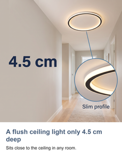 Thin ring LED ceiling light: A flush ceiling light only 4.5 cm deep