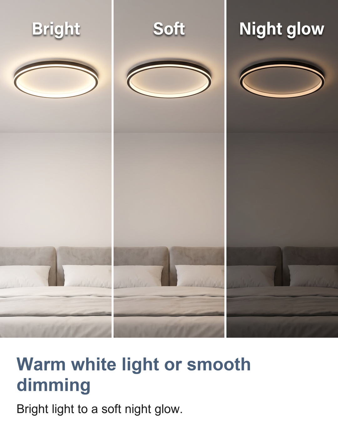Thin ring LED ceiling light: Five light options for every room