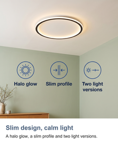 Thin ring LED ceiling light: Slim design, calm light