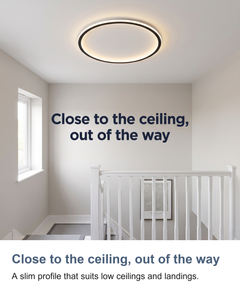 Thin ring LED ceiling light: Close to the ceiling, out of the way