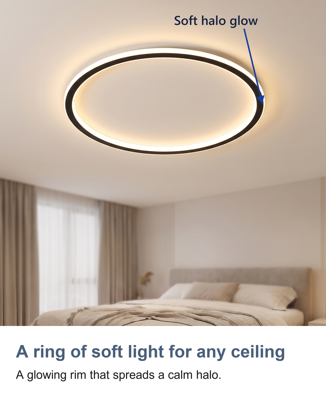 Thin ring LED ceiling light: A ring of soft light for any ceiling