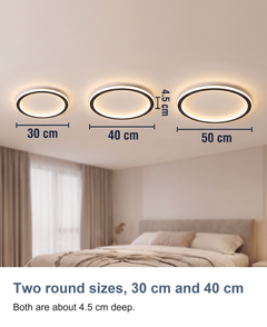 Thin ring LED ceiling light: Three round sizes, 30, 40 and 50 cm