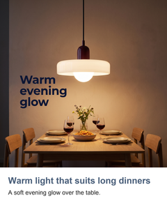 Bauhaus glass pendant light with ring shade: Warm light that suits long dinners