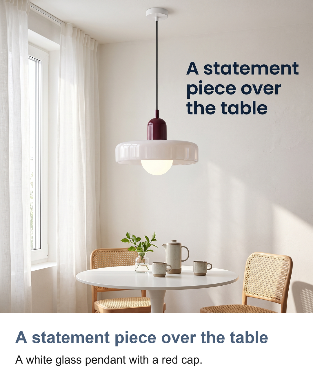 Bauhaus glass pendant light with ring shade: A statement piece over the table