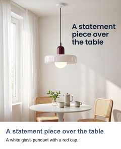 Bauhaus glass pendant light with ring shade: A statement piece over the table