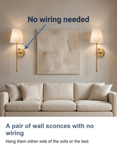 Wireless wall sconces set of 2: A pair of wall sconces with no wiring