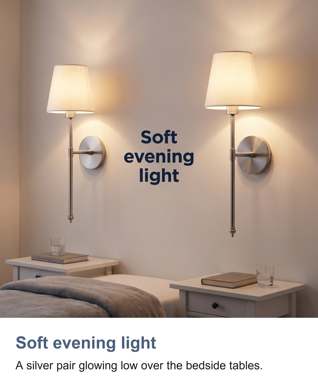 Wireless wall sconces set of 2: Soft evening light