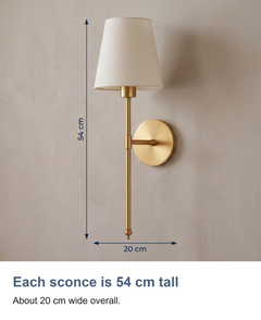Wireless wall sconces set of 2: Each sconce is 54 cm tall