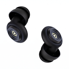 Black soft silicone sleep earplugs with a ring design