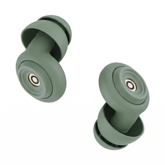 Green soft silicone sleep earplugs with a ring design
