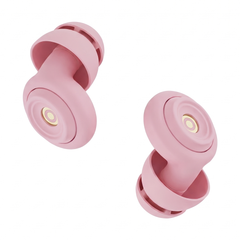 Pink soft silicone sleep earplugs with a ring design
