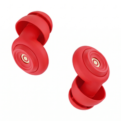 Red soft silicone sleep earplugs with a ring design