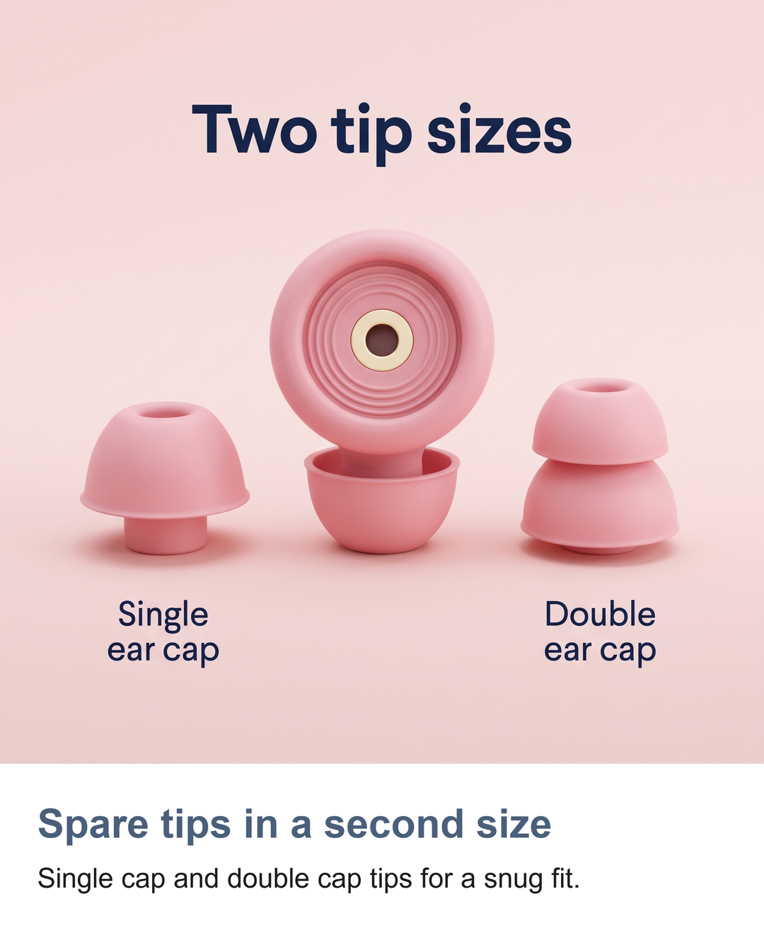 Reusable silicone sleep earplugs: Spare tips in a second size