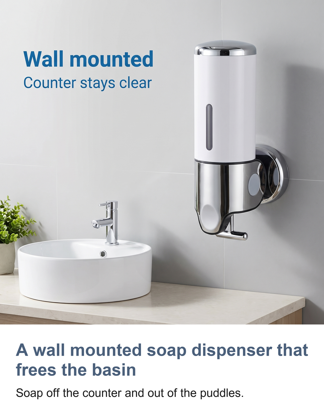 Wall mounted soap dispenser: A wall mounted soap dispenser that frees the basin
